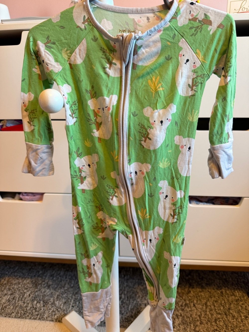 Little Sleepies Green Koala Print Zipper Footed One-Piece